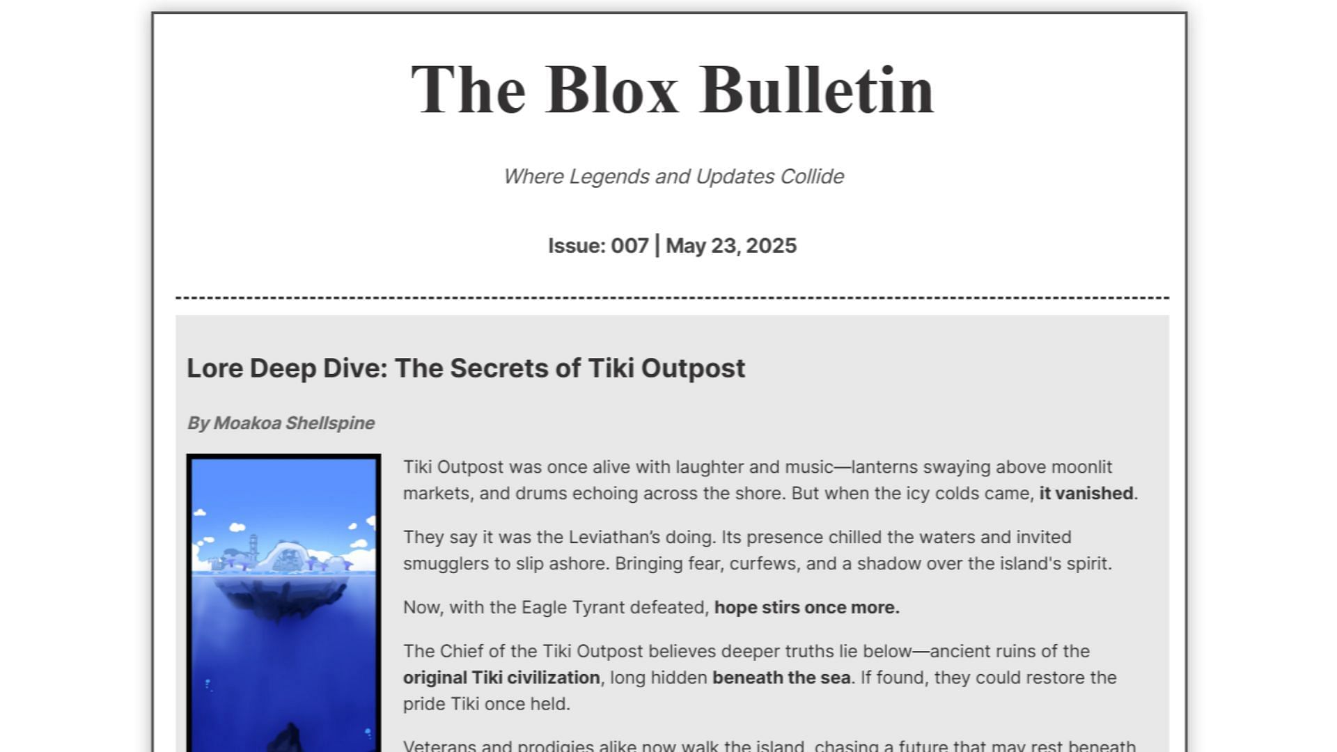 The Blox Bulletin 007 (Image via Blox Fruits)